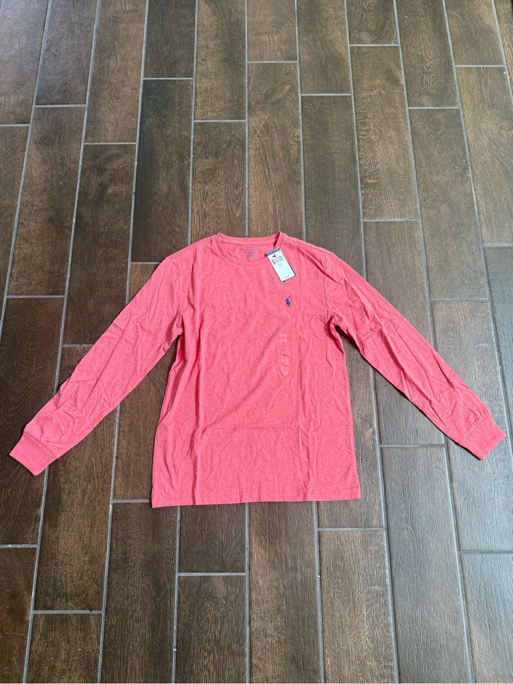 Men’s Polo Ralph Lauren Pink Crew Neck Cotton T-Shirt Long Sleeve Sz S